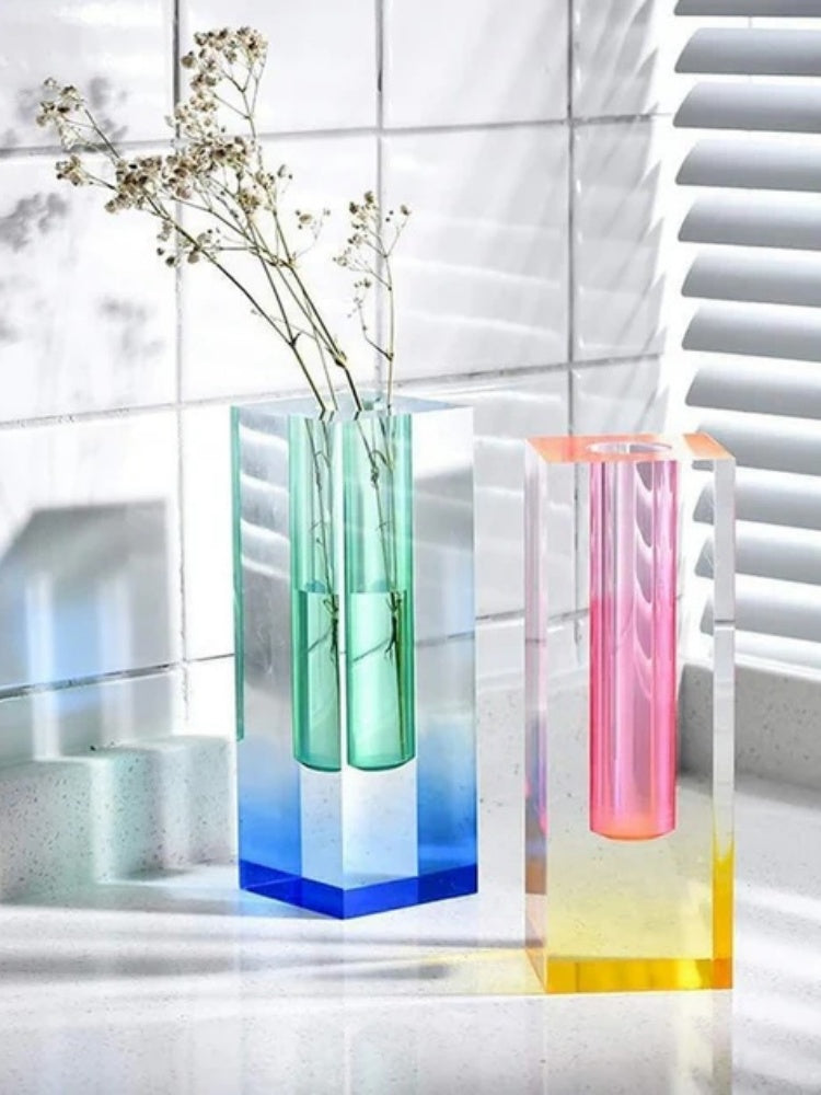 Colorful Square Column Acrylic Vase