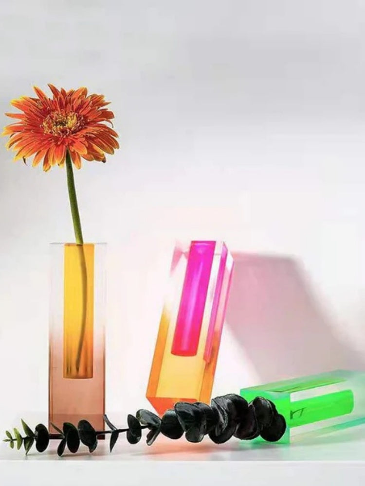 Colorful Square Column Acrylic Vase