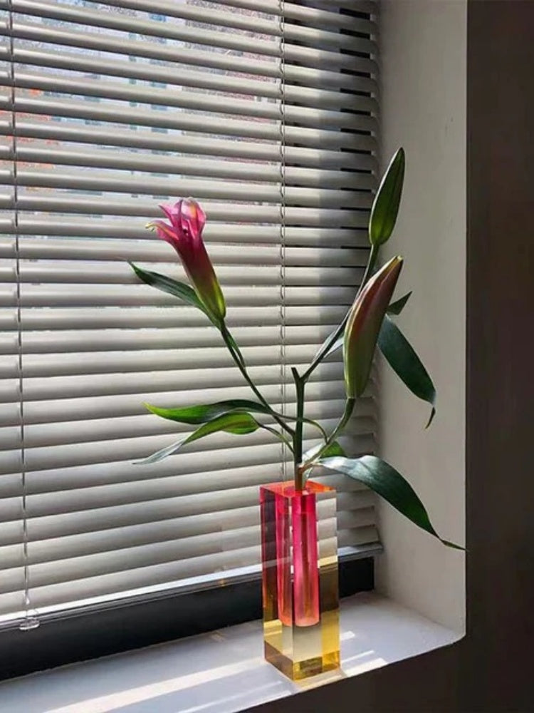 Colorful Square Column Acrylic Vase