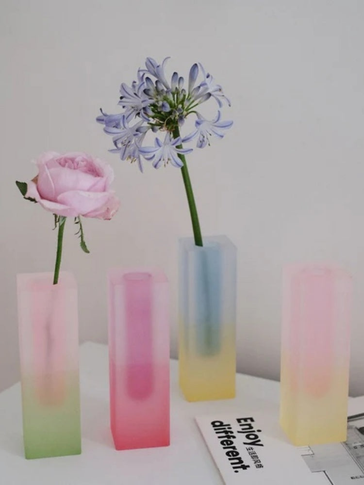 Colorful Square Column Acrylic Vase
