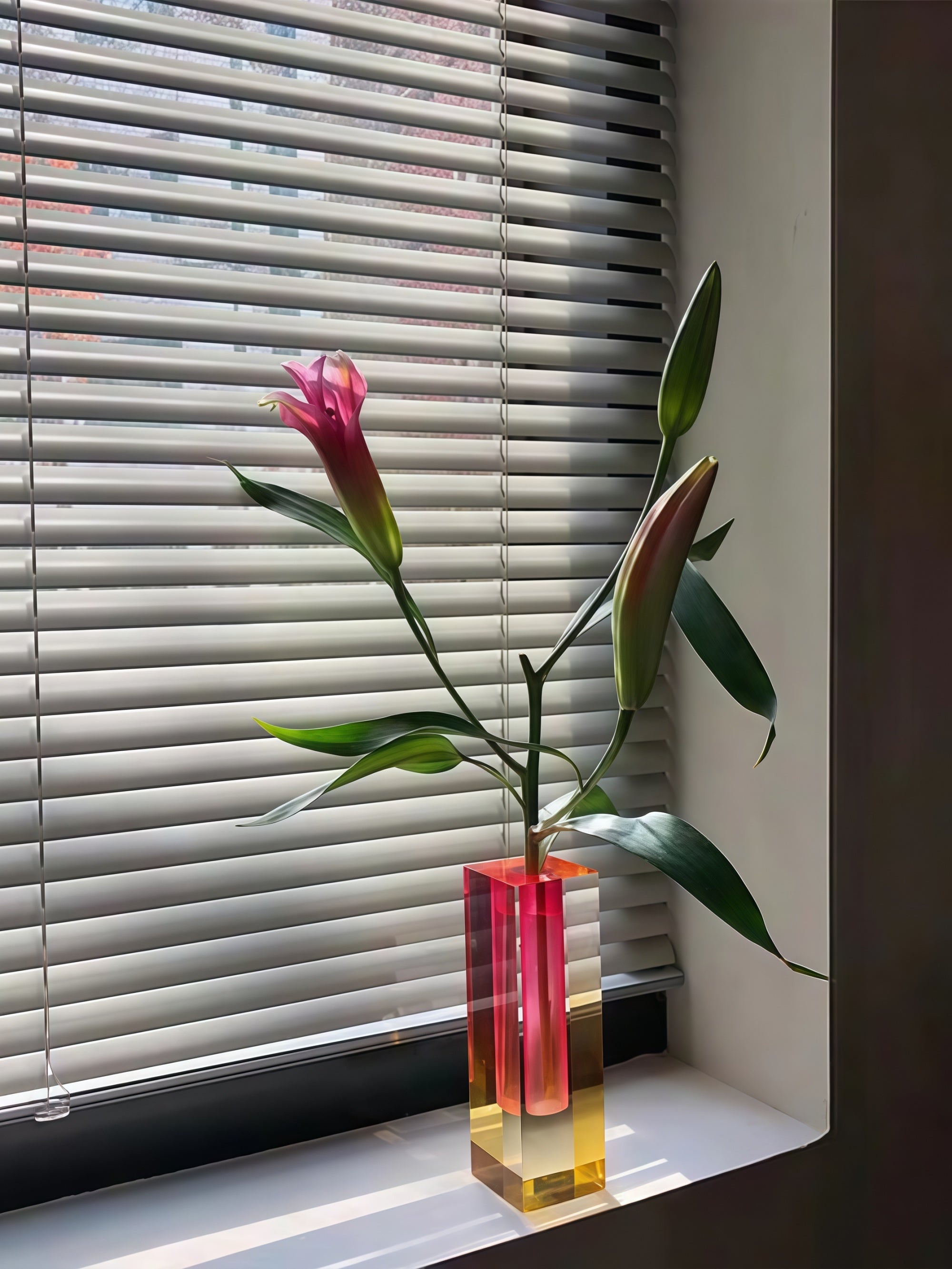 Colorful Square Column Acrylic Vase